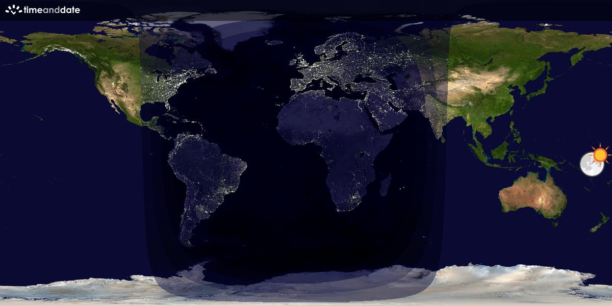 Verdenskart som viser dag og natt 