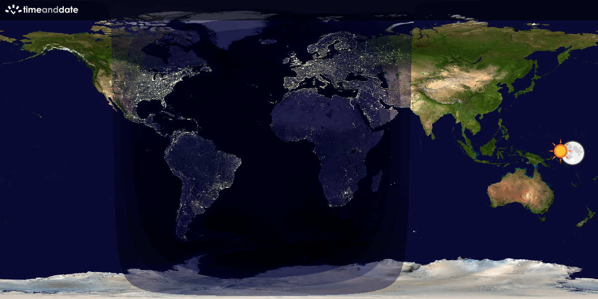 Verdenskart som viser dag og natt 