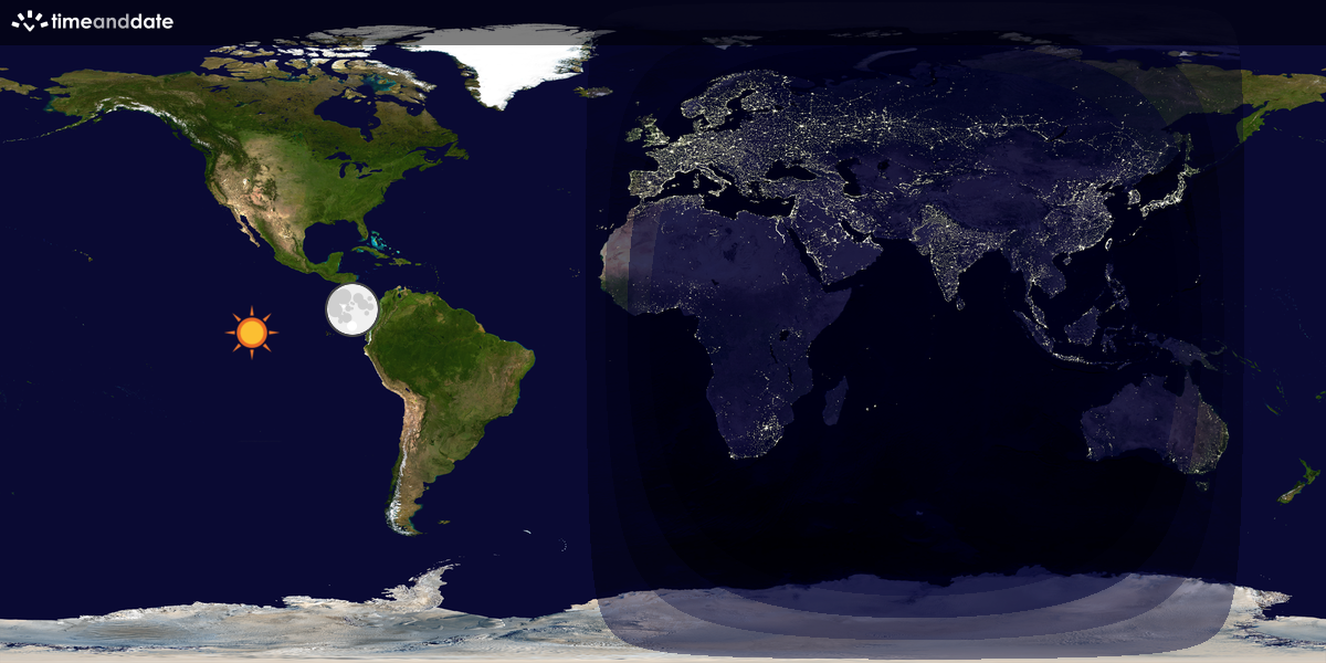 Verdenskart som viser dag og natt 