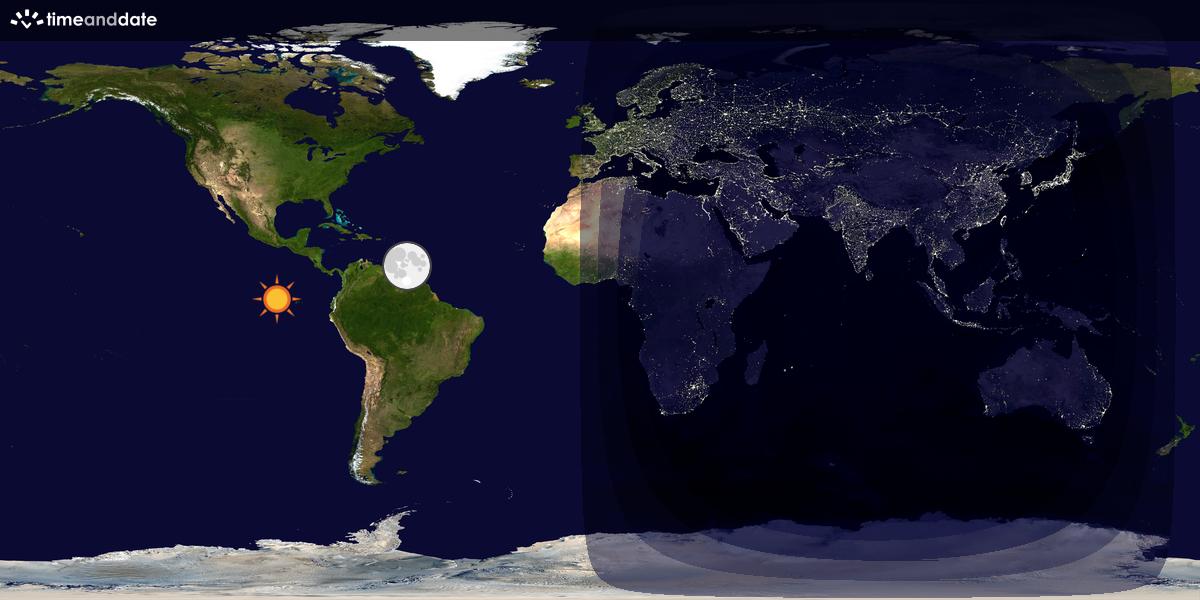 Verdenskart som viser dag og natt 