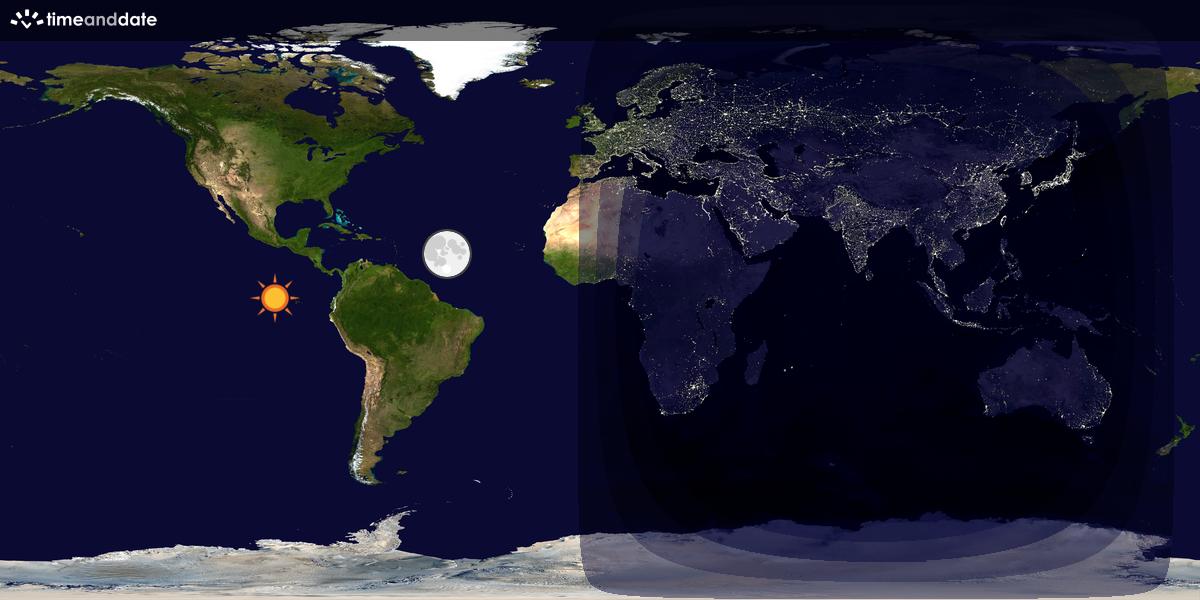Verdenskart som viser dag og natt 