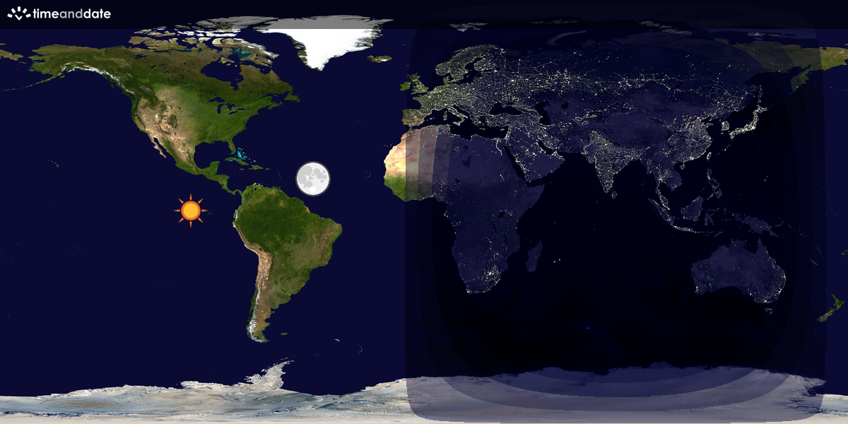 Verdenskart som viser dag og natt 