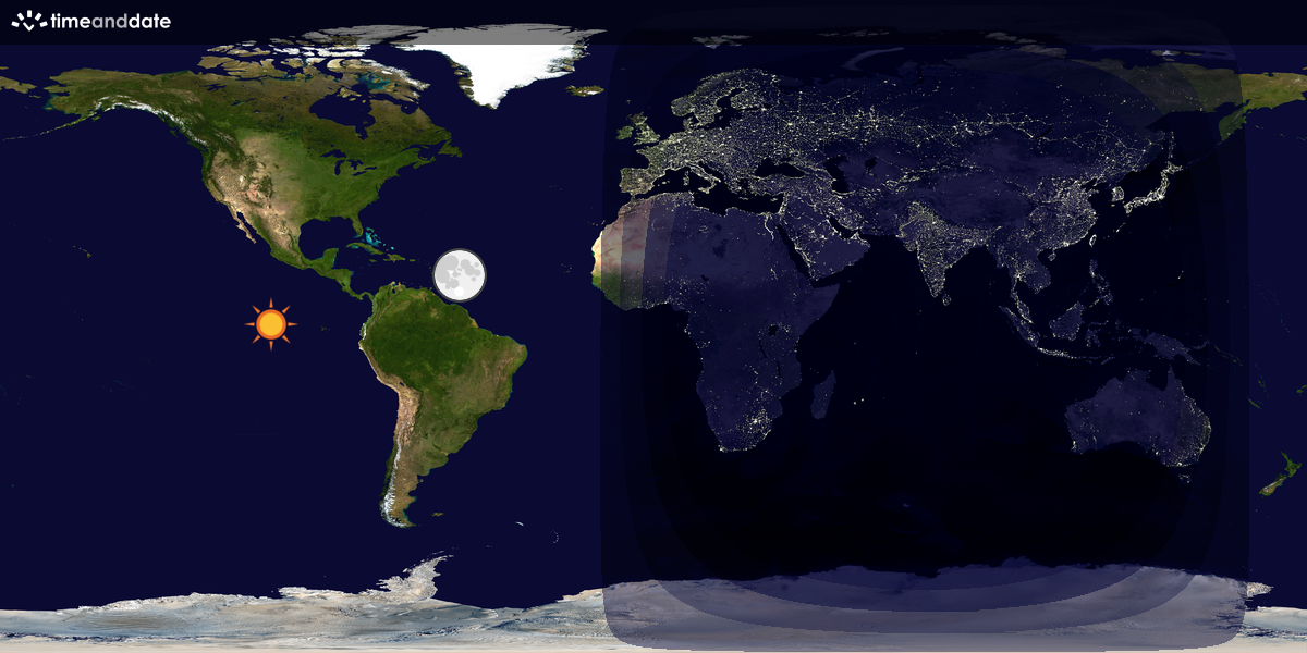Verdenskart som viser dag og natt 