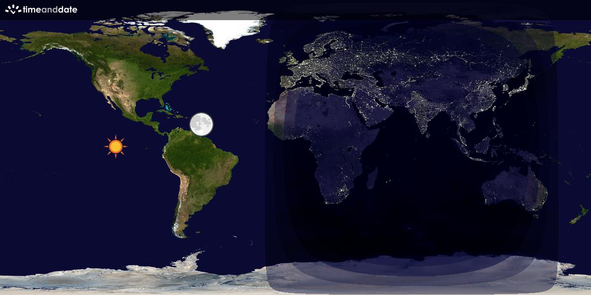 Verdenskart som viser dag og natt 