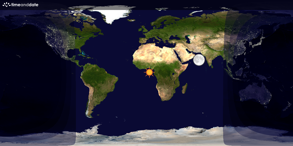 Verdenskart som viser dag og natt 