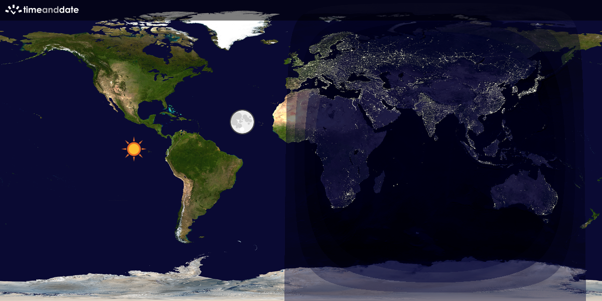 Verdenskart som viser dag og natt 