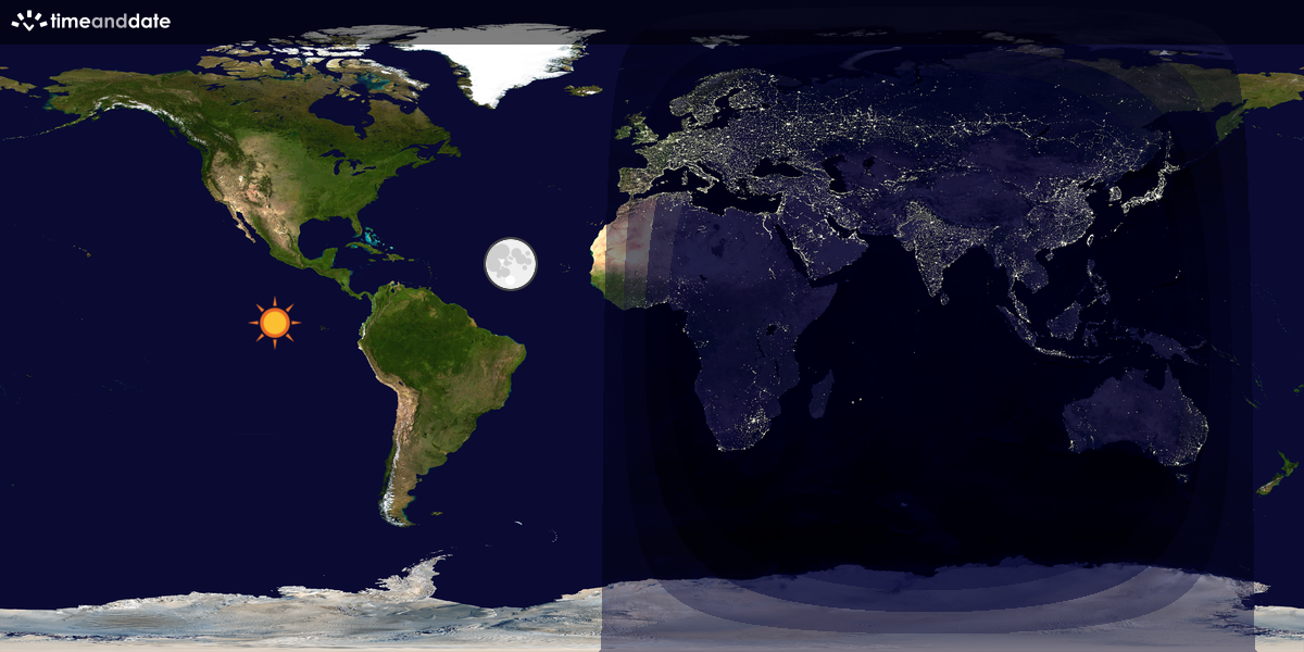 Verdenskart som viser dag og natt 