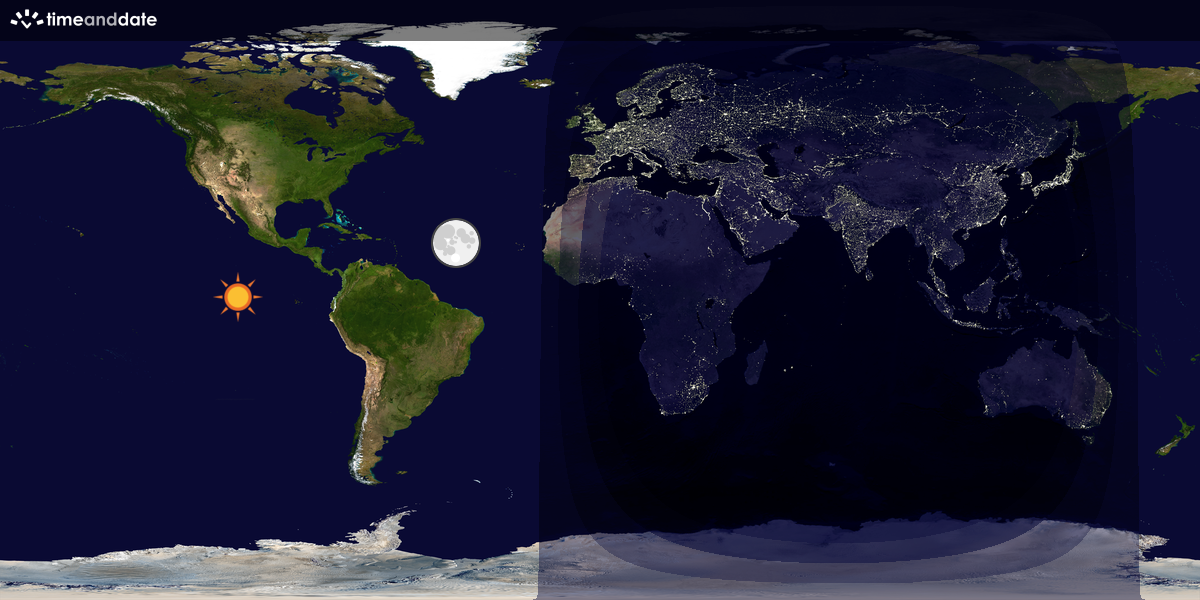 Verdenskart som viser dag og natt 