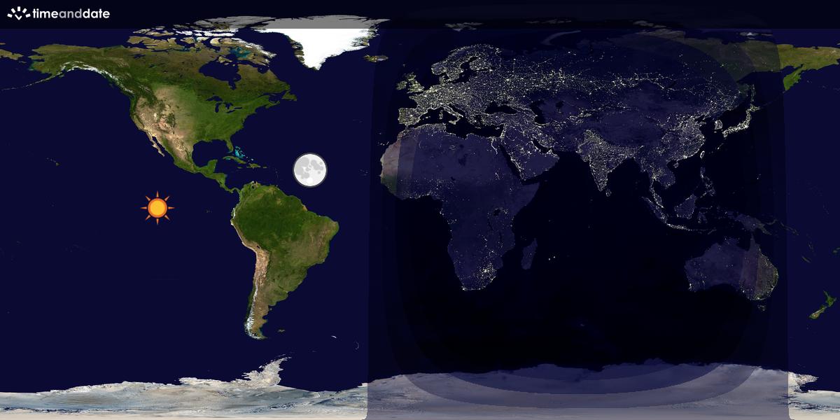 Verdenskart som viser dag og natt 