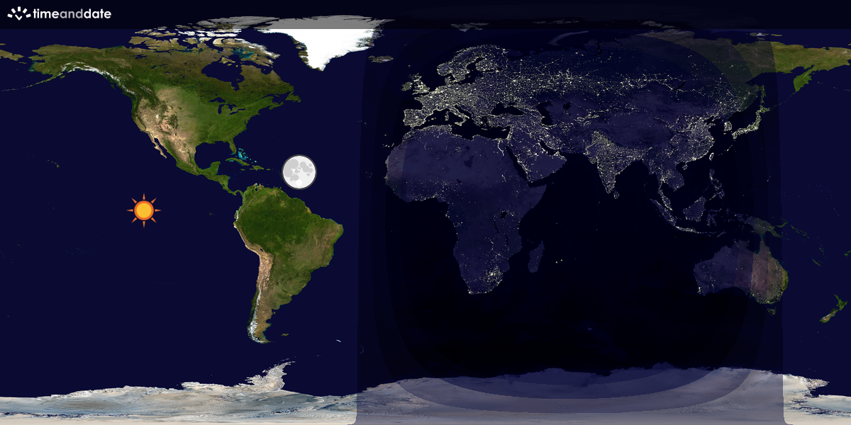Verdenskart som viser dag og natt 