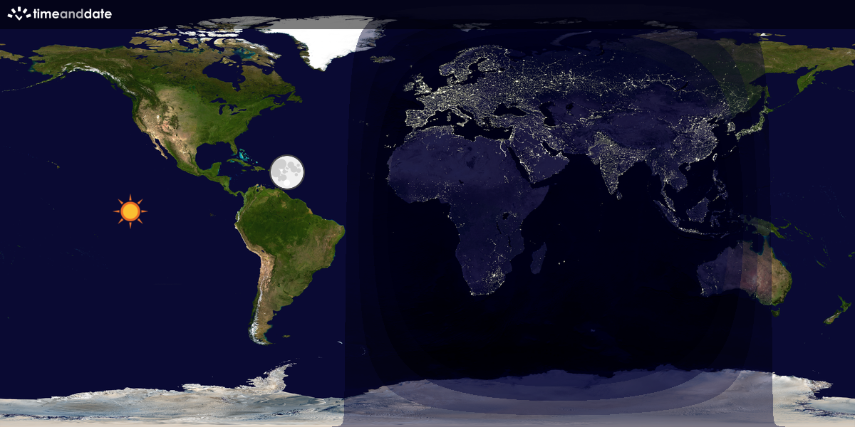 Verdenskart som viser dag og natt 