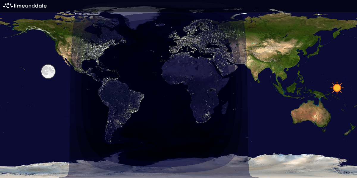 Verdenskart som viser dag og natt 