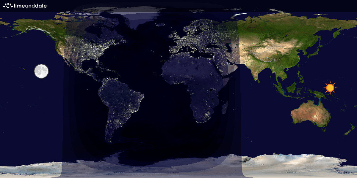 Verdenskart som viser dag og natt 
