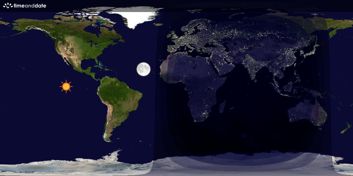 Verdenskart som viser dag og natt 