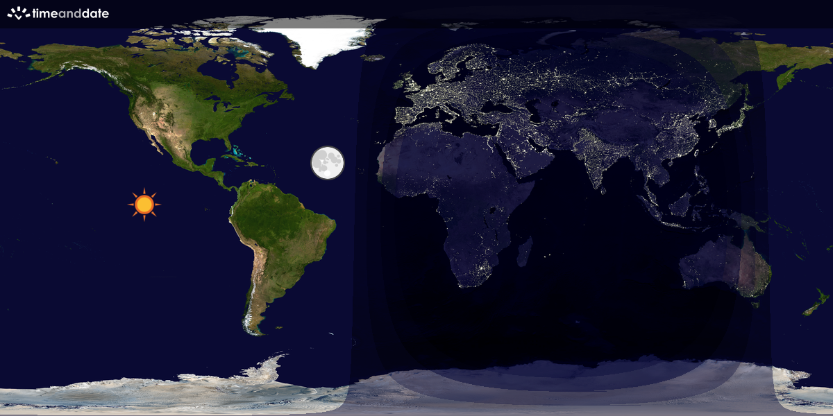 Verdenskart som viser dag og natt 
