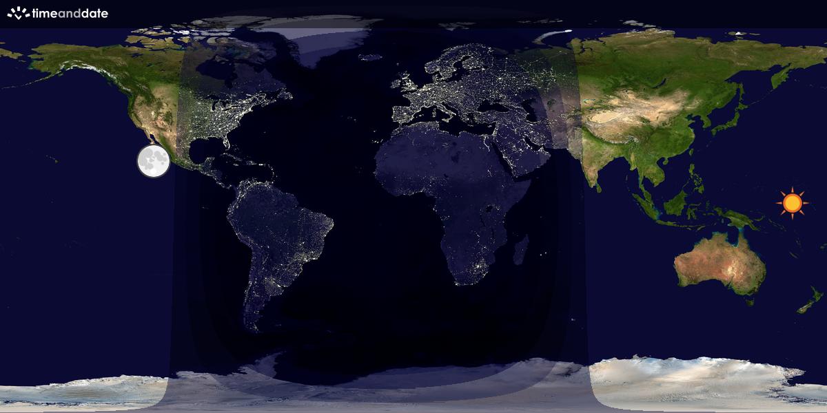 Verdenskart som viser dag og natt 