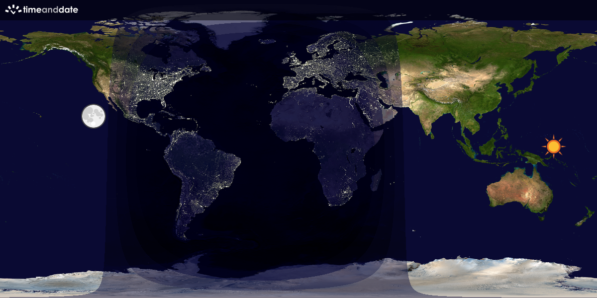Verdenskart som viser dag og natt 