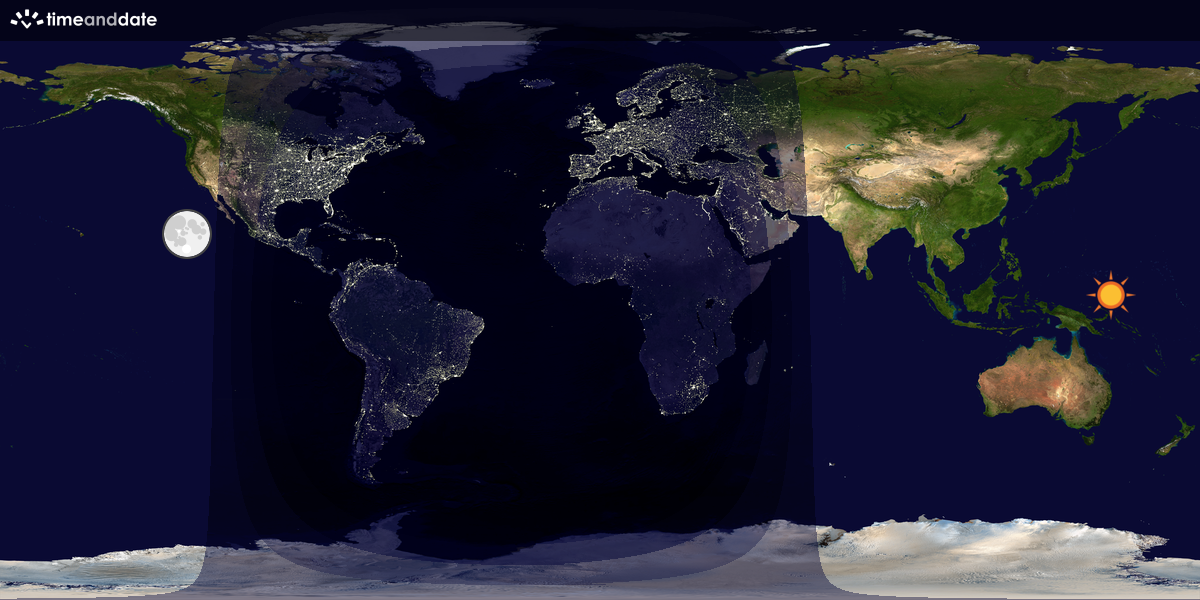 Verdenskart som viser dag og natt 