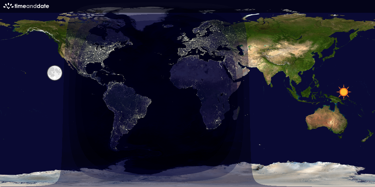 Verdenskart som viser dag og natt 