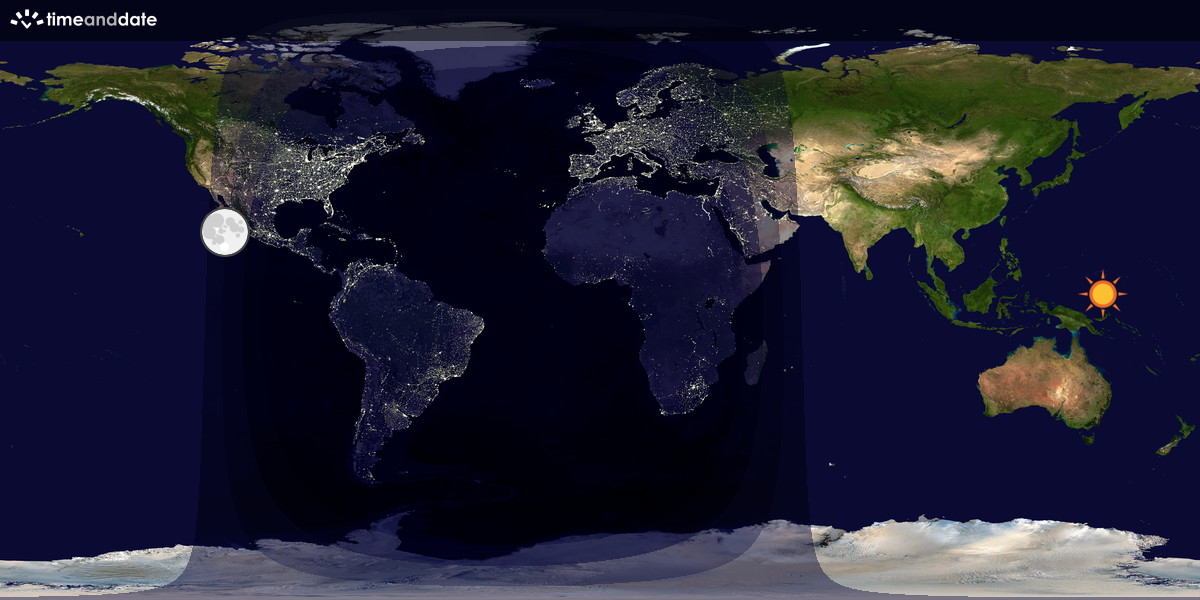 Verdenskart som viser dag og natt 
