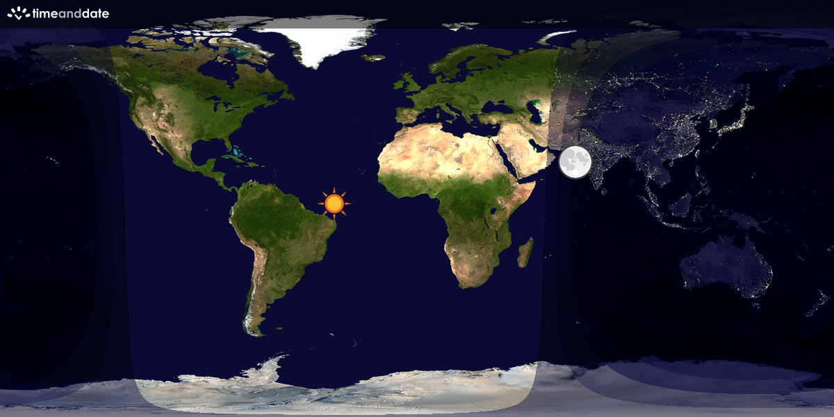 Verdenskart som viser dag og natt 