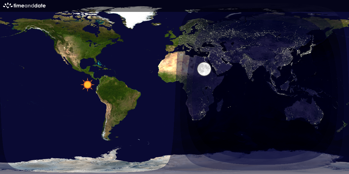 Verdenskart som viser dag og natt 