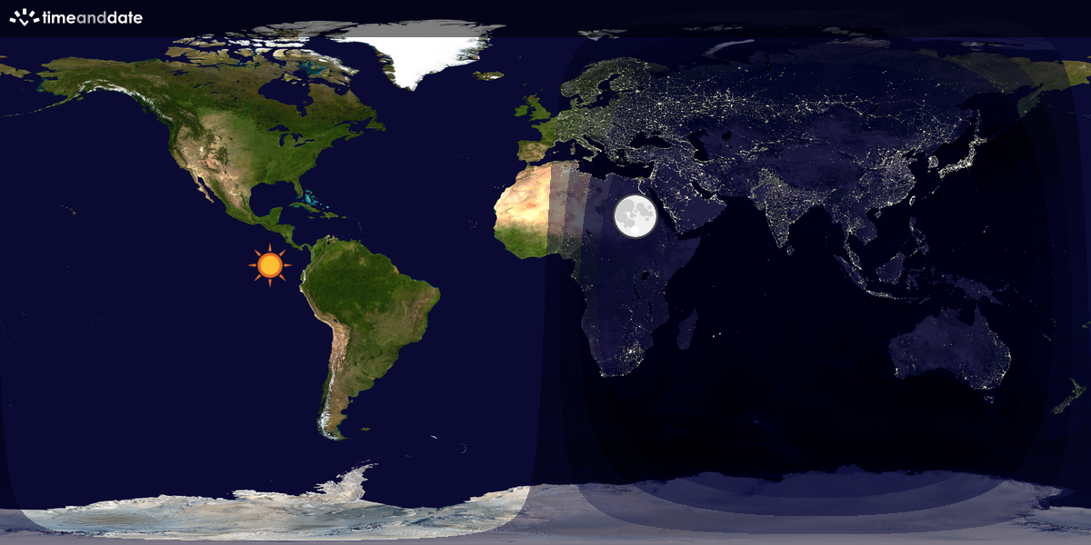 Verdenskart som viser dag og natt 