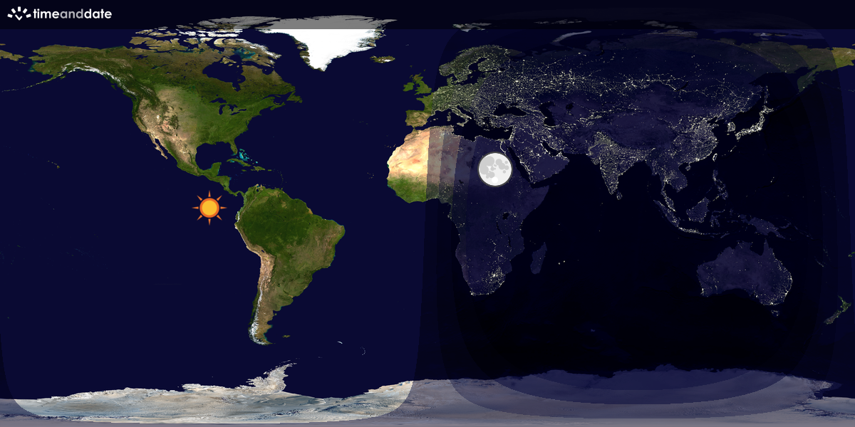 Verdenskart som viser dag og natt 