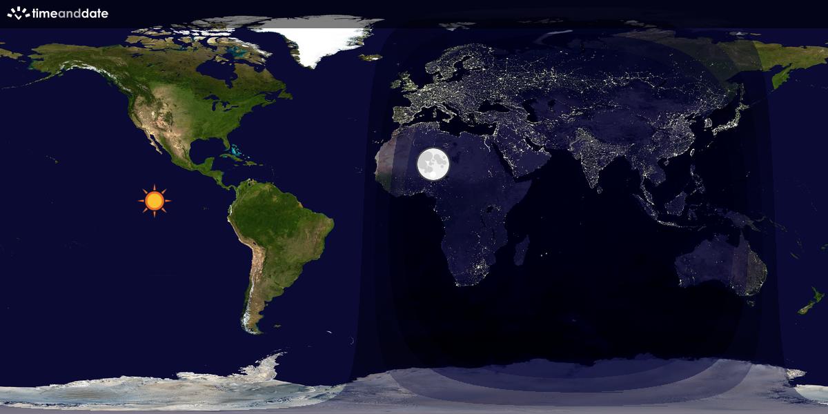 Verdenskart som viser dag og natt 