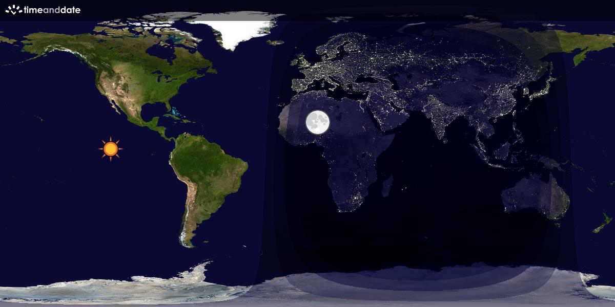 Verdenskart som viser dag og natt 
