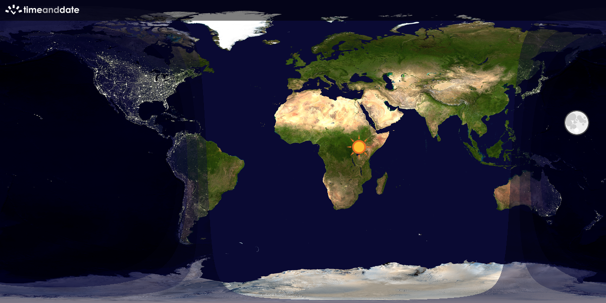 Verdenskart som viser dag og natt 