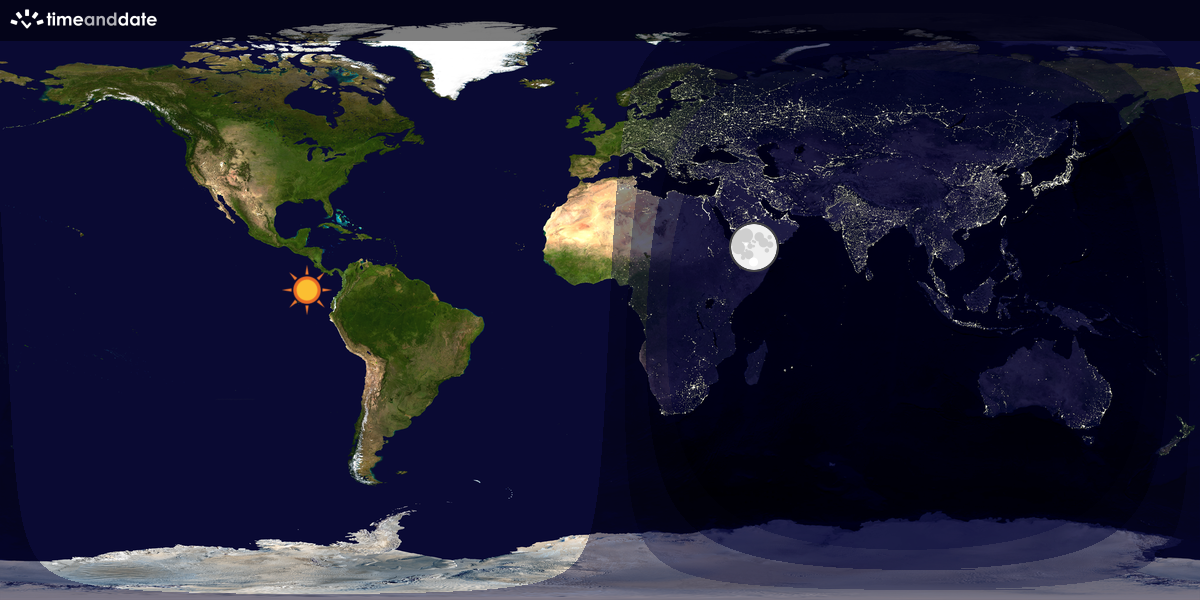 Verdenskart som viser dag og natt 