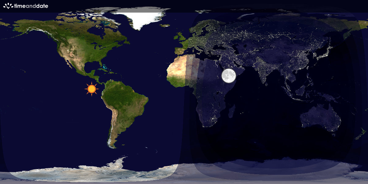 Verdenskart som viser dag og natt 