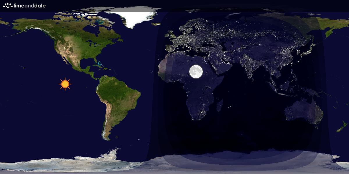 Verdenskart som viser dag og natt 