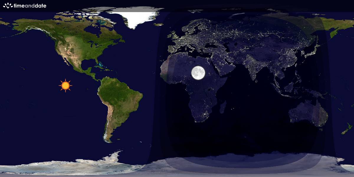Verdenskart som viser dag og natt 