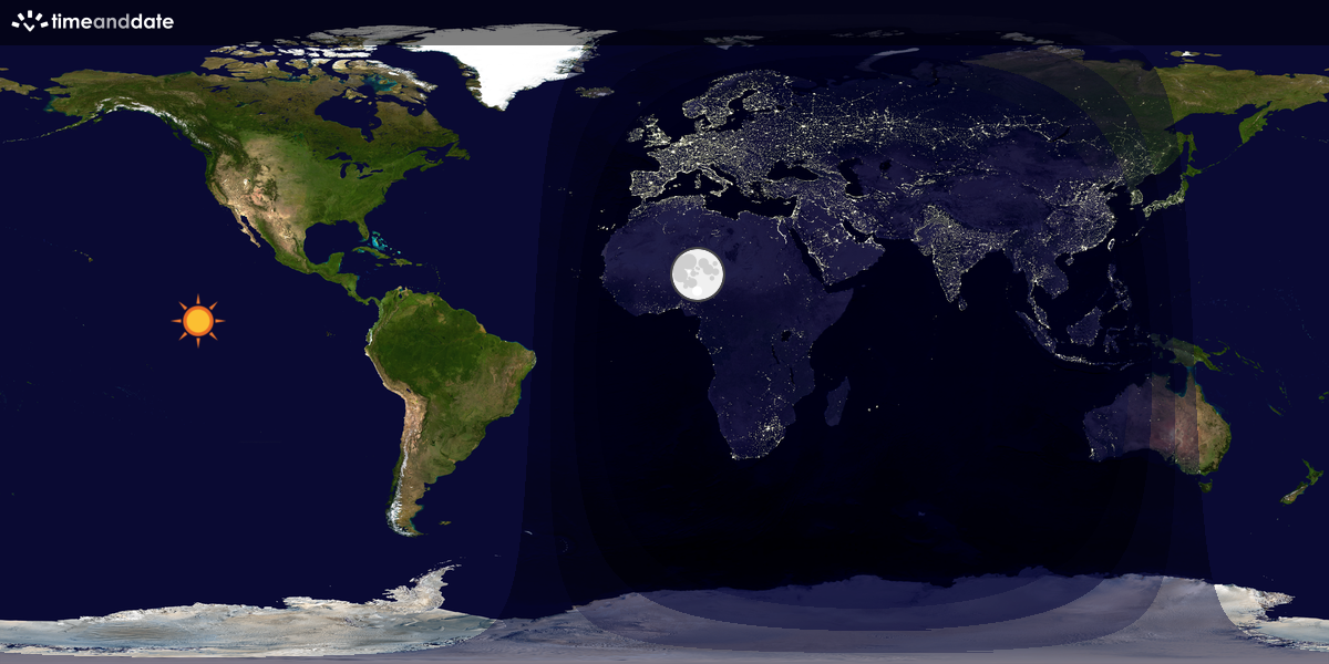Verdenskart som viser dag og natt 