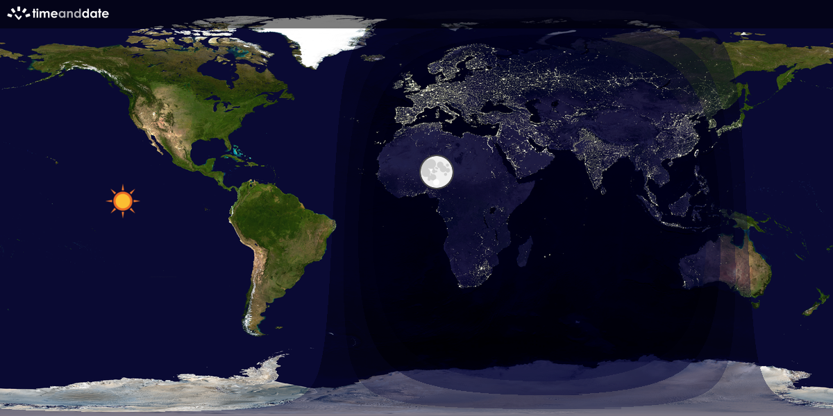 Verdenskart som viser dag og natt 