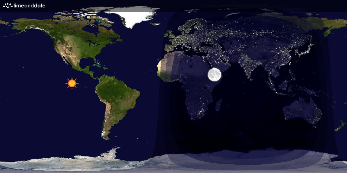 Verdenskart som viser dag og natt 