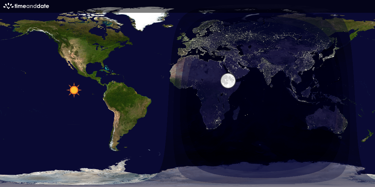 Verdenskart som viser dag og natt 
