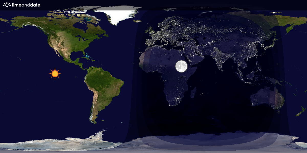 Verdenskart som viser dag og natt 