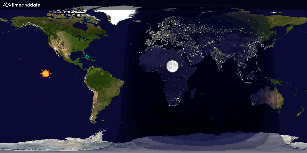 Verdenskart som viser dag og natt 