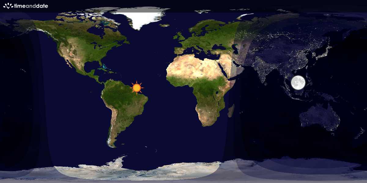 Verdenskart som viser dag og natt 