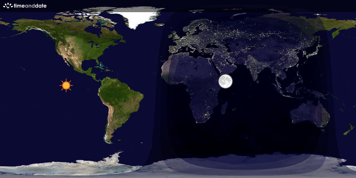 Verdenskart som viser dag og natt 