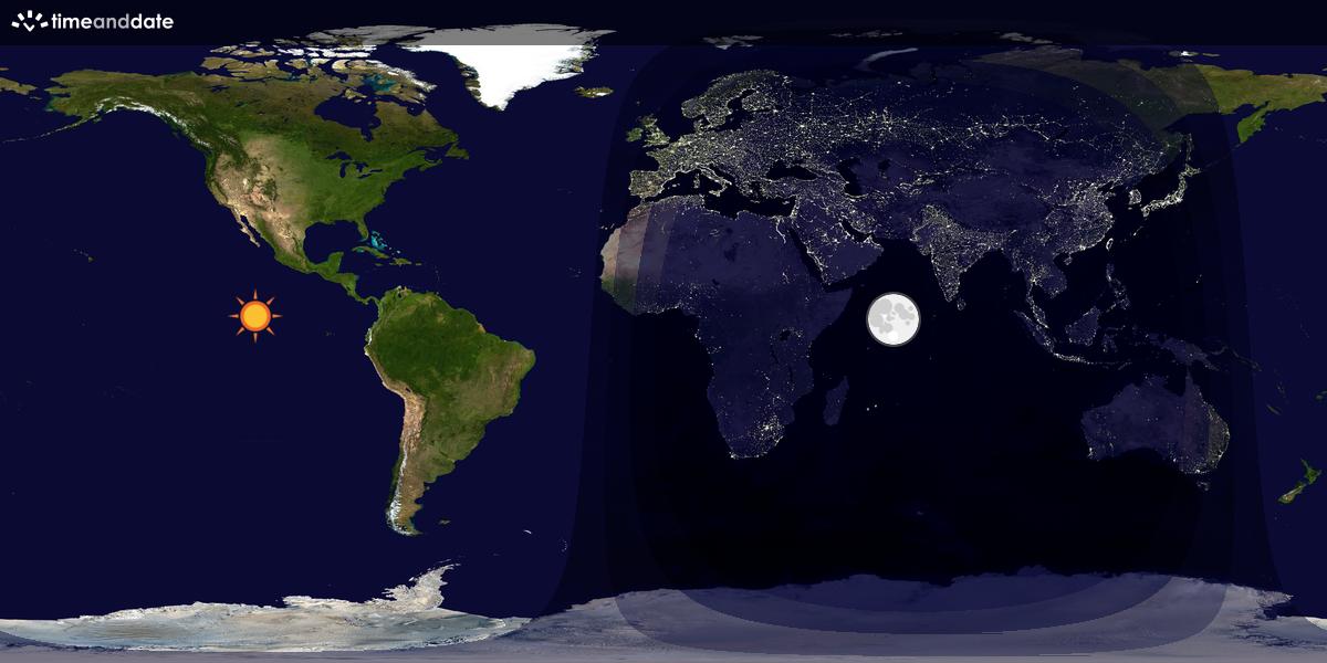 Verdenskart som viser dag og natt 