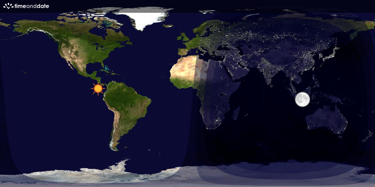 Verdenskart som viser dag og natt 