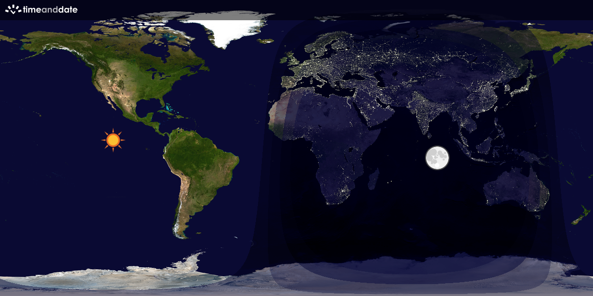 Verdenskart som viser dag og natt 