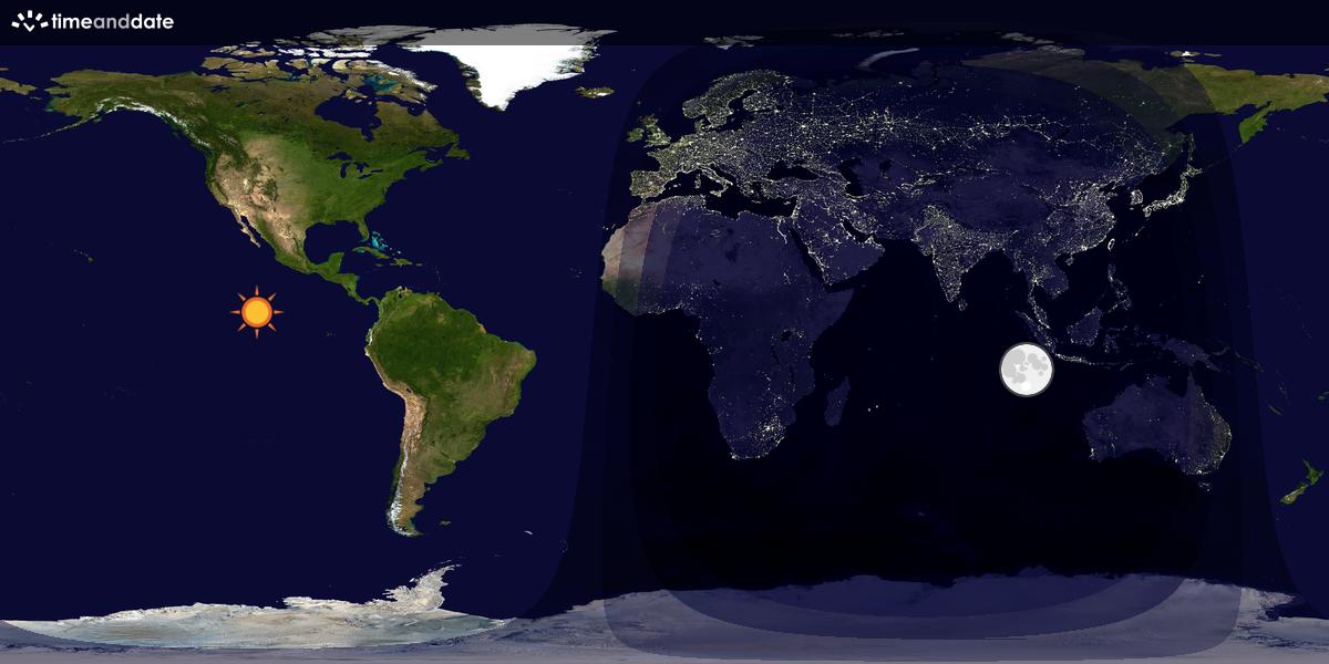 Verdenskart som viser dag og natt 