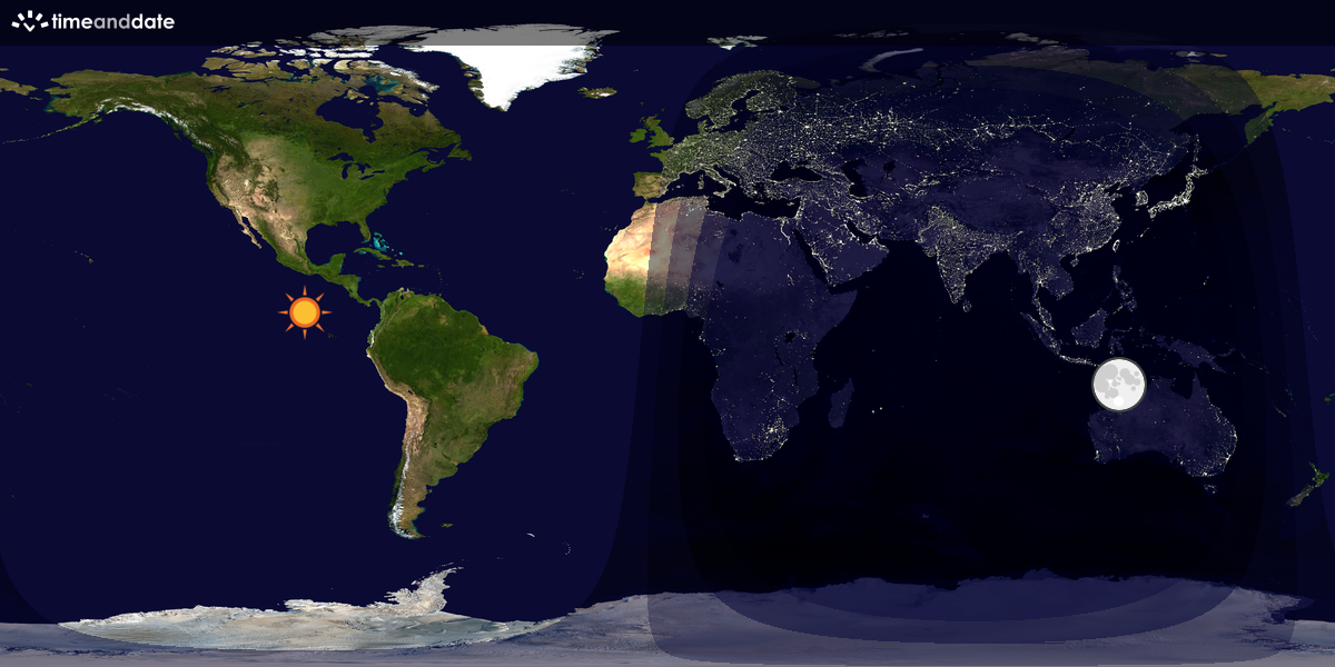 Verdenskart som viser dag og natt 