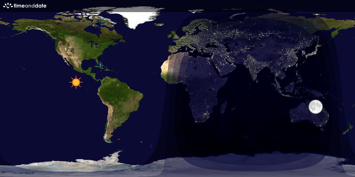 Verdenskart som viser dag og natt 
