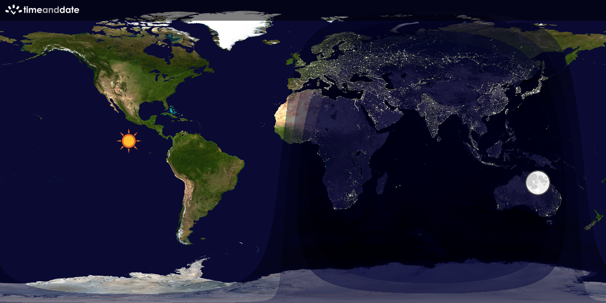 Verdenskart som viser dag og natt 